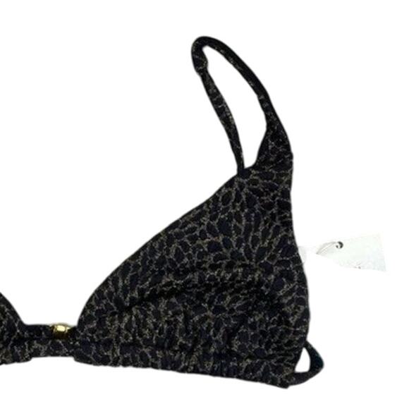 NWT Andie Swim X Demi Moore The Tropez Triangle Bikini Top S Black Gold #3326 - Picture 4 of 14